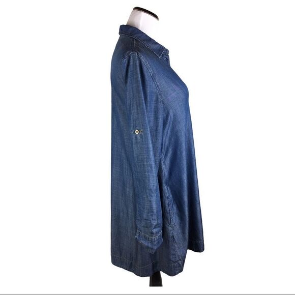 Anthropologie Cloth & Stone Acata Chambray Tencel Shift Dress S Causal Relaxed - Picture 3 of 8